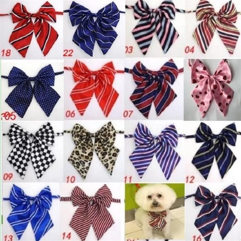 100pc lot Colorful Handmade Adjustable Large Dog Neckties Bow ties Pet Ties Cat Grooming Supplies L8 LJ200923204J