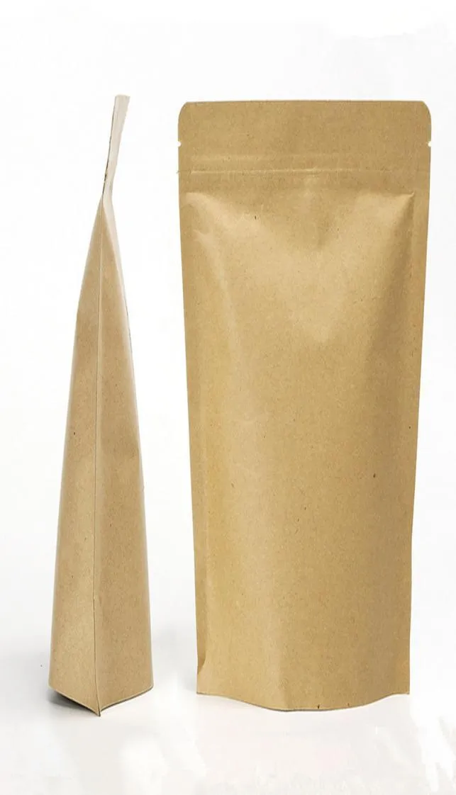 100 pezzi spessi richiudibili stand up sacchetto di imballaggio con chiusura a zip in carta kraft richiudibile caffè in polvere snack zucchero noci tè impermeabile Xmas2444900