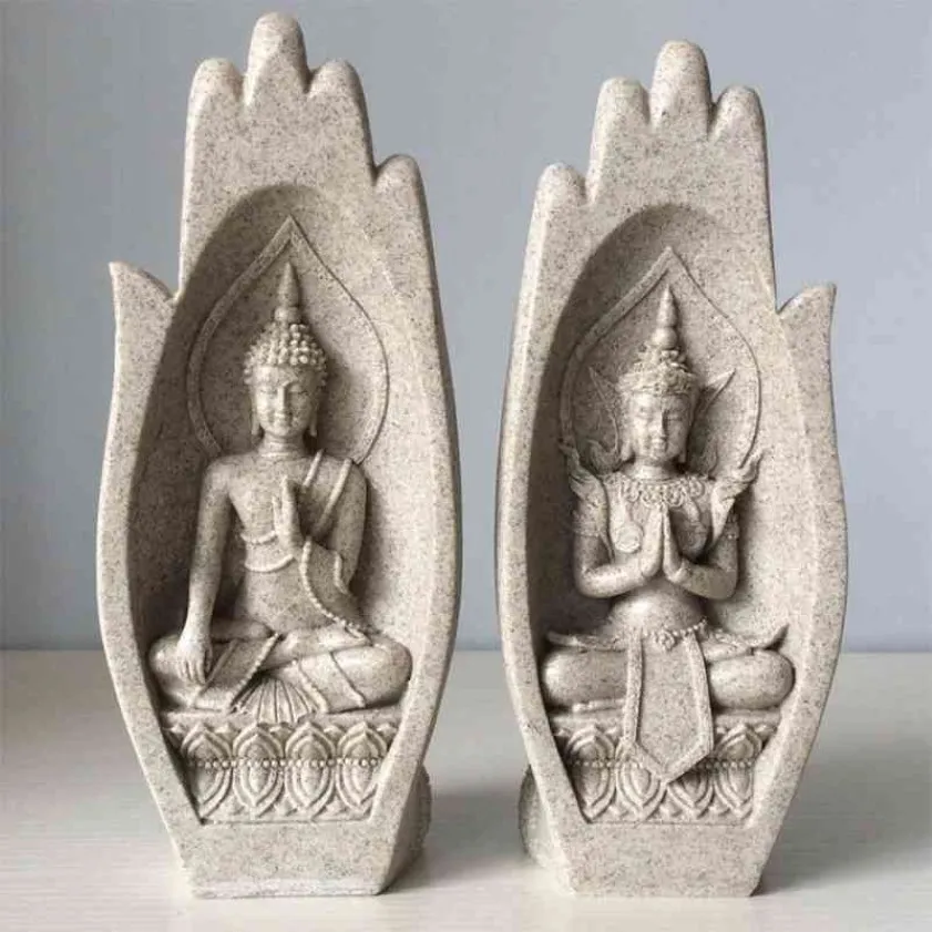 2 Stücke Hände Skulpturen Buddha Statue Mönch Figur Tathagata Indien Moderne Yoga Nordic Wohnkultur Büro Dekoration Zubehör 21032368