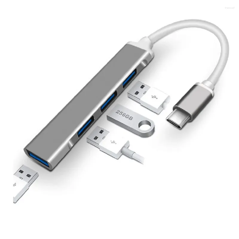 Convertidor con 1 USB 3,0 y 3 puertos USB 2,0, adaptador HUB, expansor multipuerto, estación de acoplamiento 4 en 1 para Windows Macos