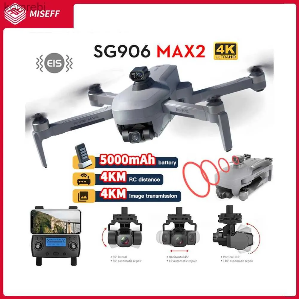 Дроны поставляются из США. Дрон SG906 MAX2. Профессиональные дроны 4K с HD-камерой. Лазерный обход препятствий. 3-осевой подвес. 5G WiFi FPV Дрон RC 24313.