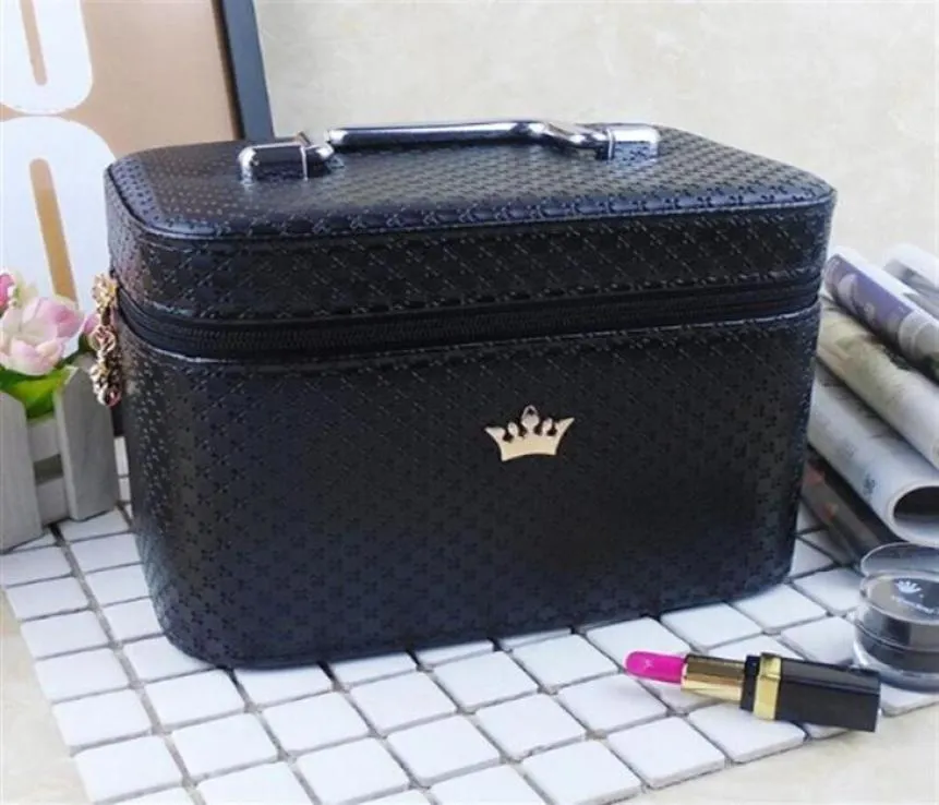 Women noble Crown big Capacity Professional Makeup Case Organizer High Quality Cosmetic Bag Portable Brush Storage box Suitcase2307035598
