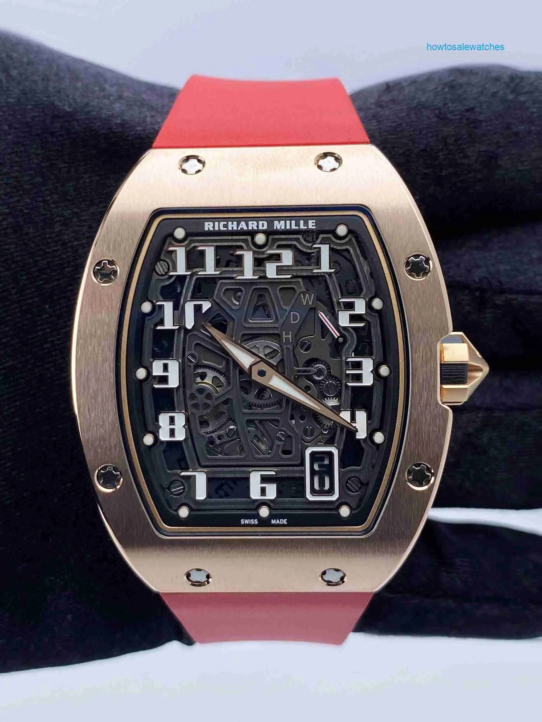Otomatik İzle Rm Saat Marka İzle RM67-01 Ekstra Düz RM67-01 Gül Altın Erkekler Saat Kılıfı
