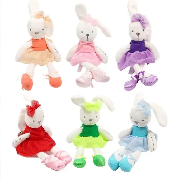 Söt kanin slitage med klänning plysch leksak fylld mjuka djurdockor balett kanin för barn barn födelsedagspresent