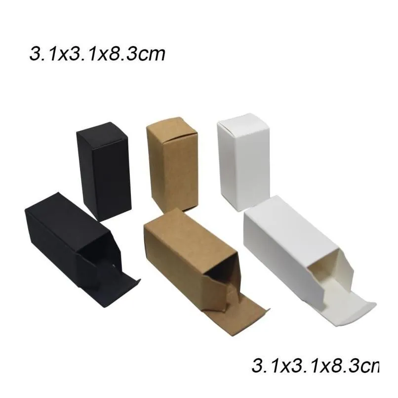 Förpackningslådor Partihandel 31x31x83cm White Kraft Paper Box Black Soft Cardboard per flaska Packaging Oil Package Foldbar Lipstic Drop D OTPG7