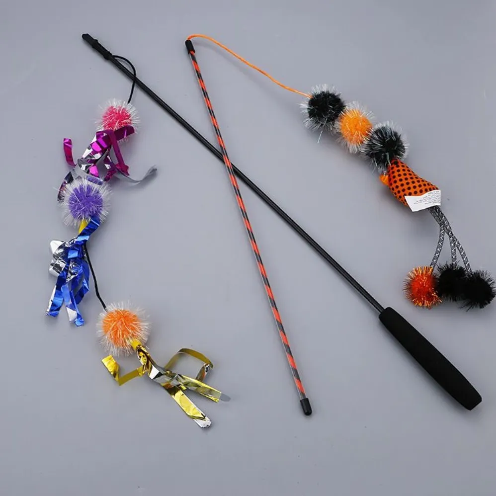 Cat Toys Toy Funny Stick Long String Saç Top Cadılar Bayramı Serisi Handalı Evcil Hayvan Malzemeleri Satış 285G