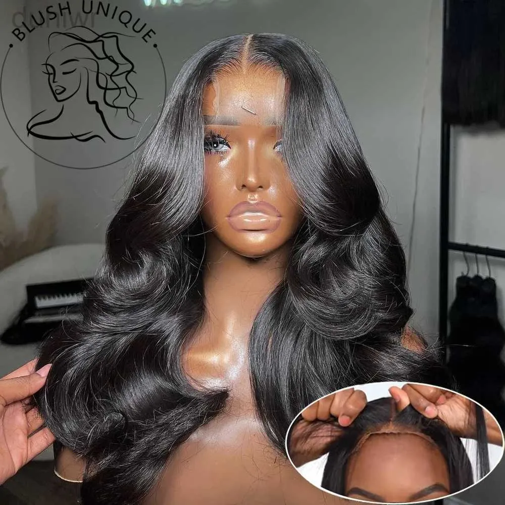 Syntetiska peruker Syntetiska peruker 4x4 Body Wave Spets Front Wigs Wear and Go Glueless Wigs Cut Lace Stängning Wig Heat Syntetiska peruker för kvinnor LDD240313