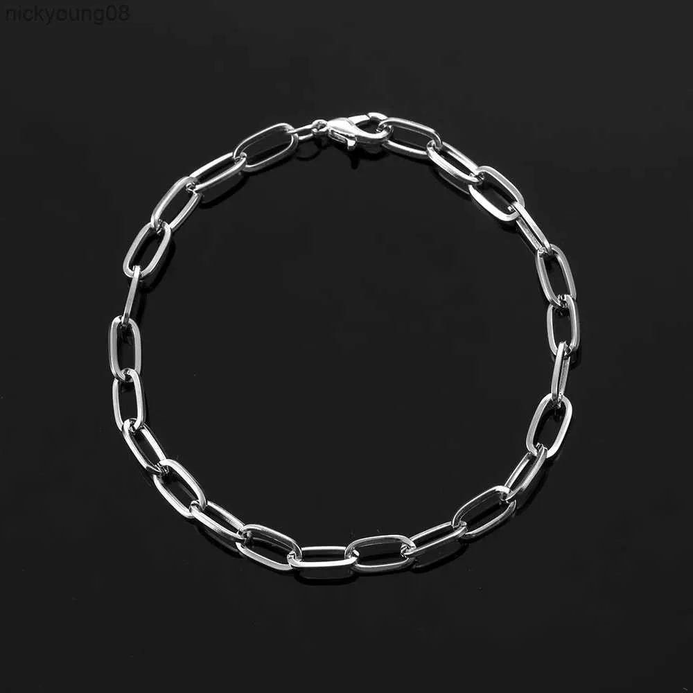 Bangle Moda Mens Simples Pulseiras de Corrente de Aço Inoxidável para Mulheres Unisex Pulso Jóias Presentes Punk Metal Hip Hop Casal JewelryL2403