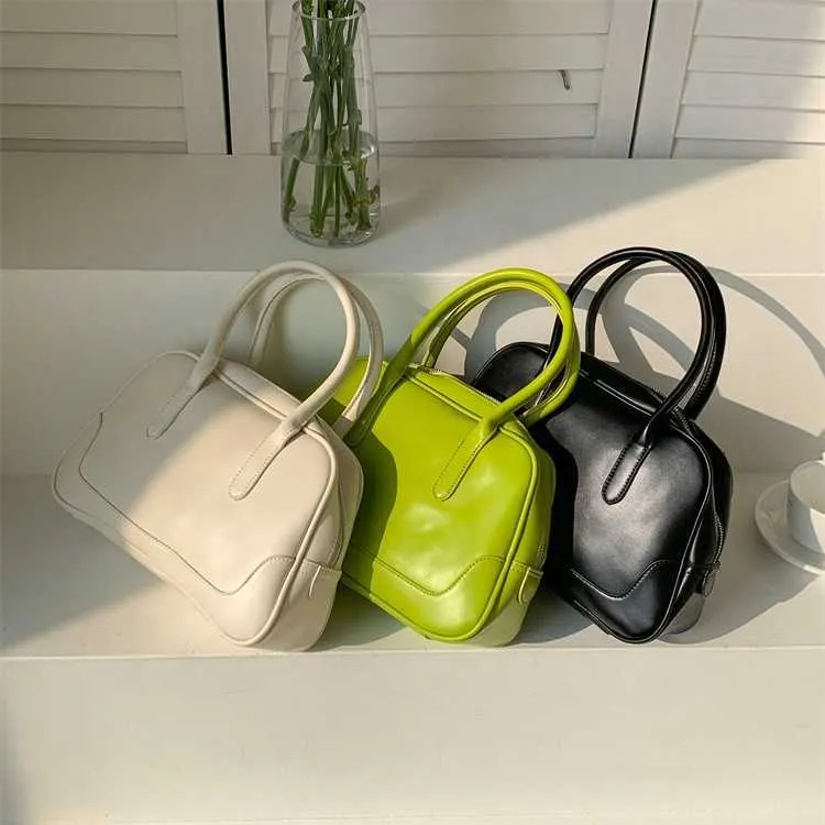 HBP Non-Brand New Korean Fashion Trend Solid Color Small Bag High PU Leather Ladies Handbag Large Capacity Boston Womens Square Tote Hand