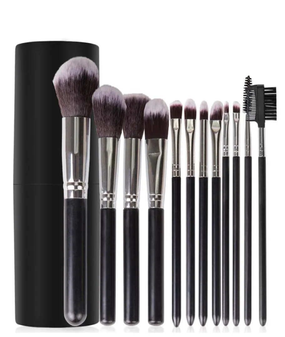 Professnial 12pcs Women Makeup Brushes Set Foundation Powder Brush Beauty Brush Make Up Tools with cylinder Eyeshadow Brush Cosmet8604090