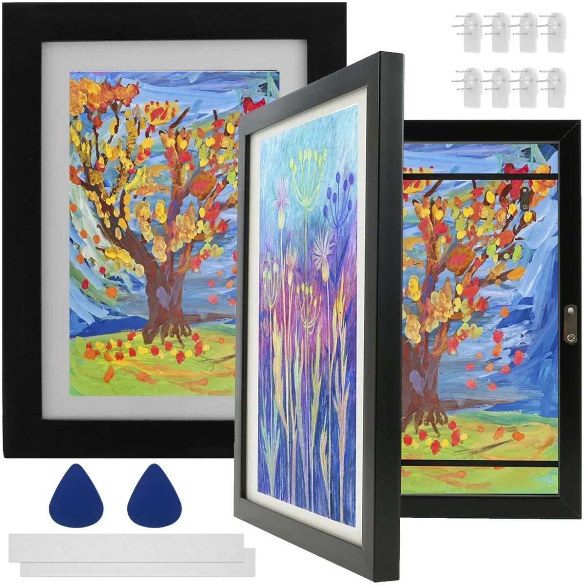 Çerçeve 1/2pc Kids Art Frame Set A4 Ön Açılış Fotoğraf Çerçeveleri Ahşap Çocuklar Artwars Free Free 3D sanat eseri çizim için 100 resim için