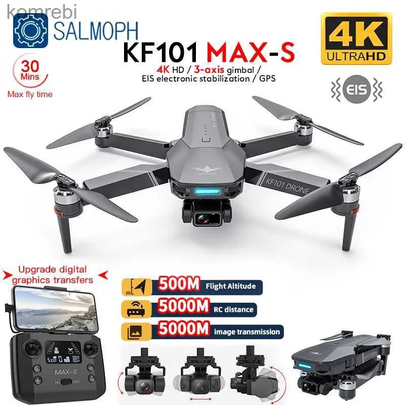 Drones KF101 MAX-S Drone Professional With 4K Camera 5KM WIFI 500m Height EIS 3-axis Gimbal FPV Brushless Quadcopter RC GPS Dron 24313