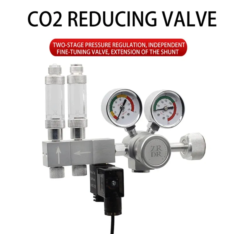 Outils Régulateur de Co2 pour aquarium Réducteur de pression de Co2 Vae Compteur à bulles Solénoïde Vae Contrôle de Co2 Régulation de pression bipolaire 100240v