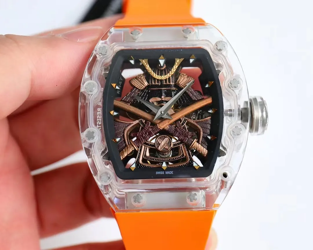Мужские полностью автоматические часы, элитные часы, корпус в форме ковша, японские самурайские часы RM12-01, высококачественные часы