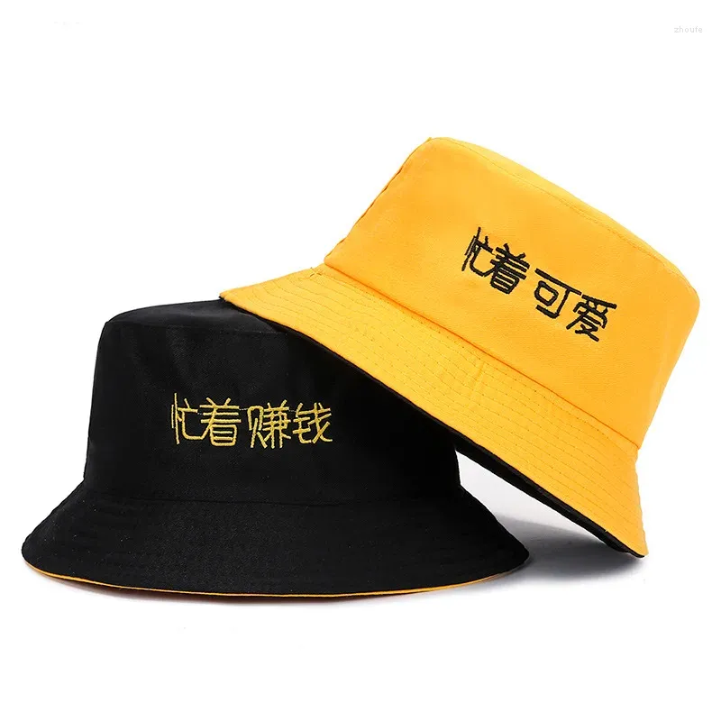 Bérets seau chapeau femmes hommes été mode casquette filles Double face Bob soleil Femme Panama Hip Hop K pêche Gorro