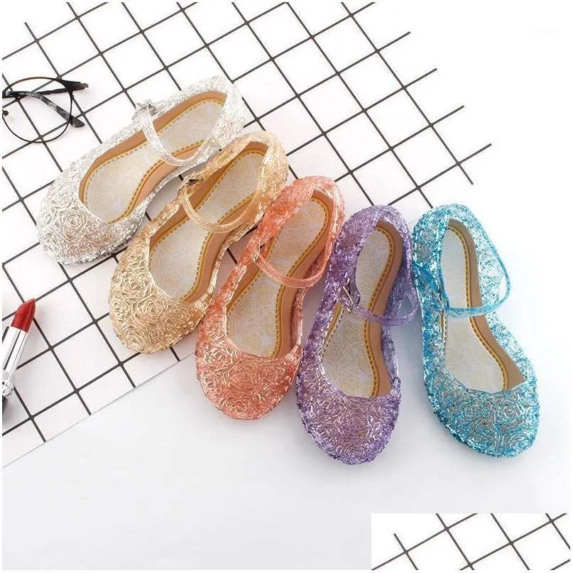 Sandales enfants cristal gelée princesse cosplay fête 2022 filles chaussures de danse été livraison directe bébé maternité Dh1Mb