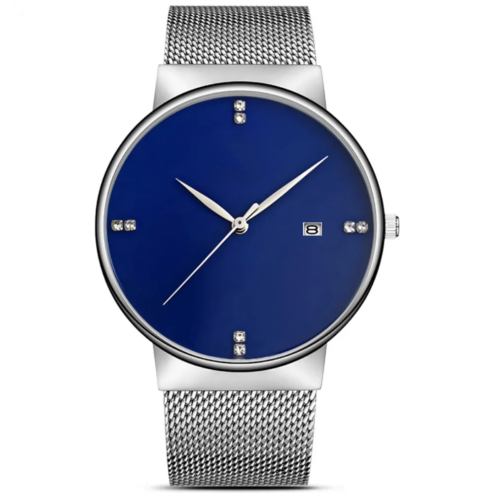Business Men Quartz Watches Luxury Top Brand Fashion Simple Ultra-Thin Watch Mesh 316 Rostfritt stål Male Wristwatch