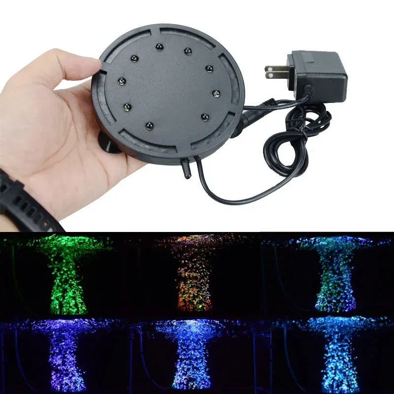 Belysning 10.512.5cm RGB LED Aquarium Light Fish Tank Submerible Light Aquatic Air Bubble Oxygenation Lamp EU US Plug Fish Tank Light Light Light