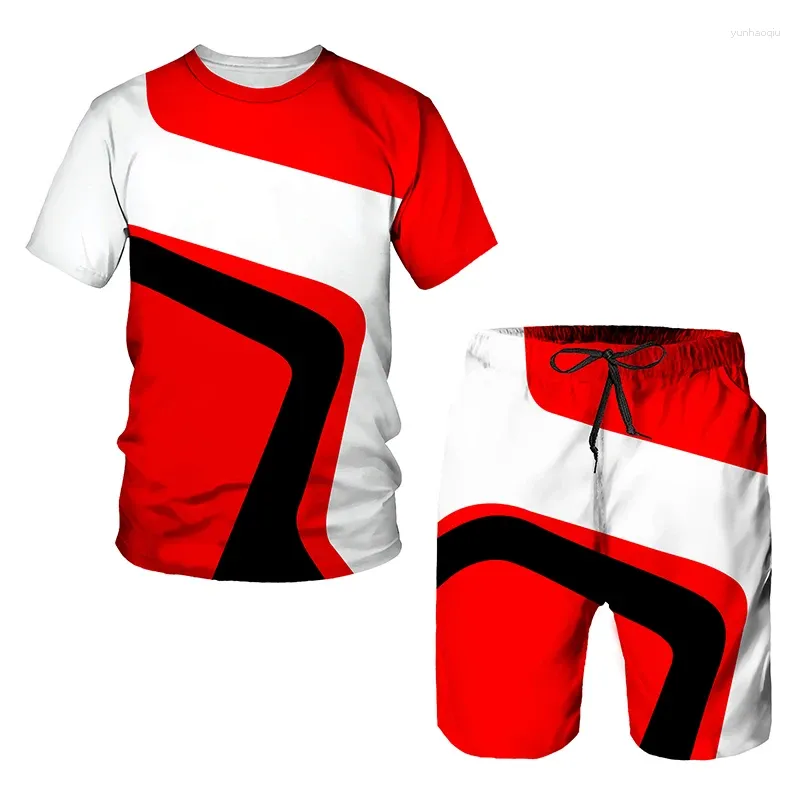 Herrspårar Summer Fashion Tracksuit Set T-shirt Shorts 2-Piece Overdimensionerad Sports Suit Breattable Training Outfit Casual Streetwear