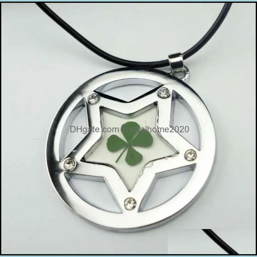 Hänge halsband 100 st juvelrt real shamrock fyra bladklöver runda designstjärnstil droppleverans smycken hängen otrdx