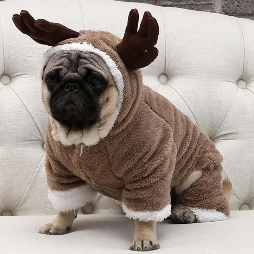 Одежда для собак, зимняя теплая флисовая одежда для домашних животных для маленьких собак, рождественский костюм, комбинезон, пальто для щенка, куртка, одежда для чихуахуа, мопса, 245 В