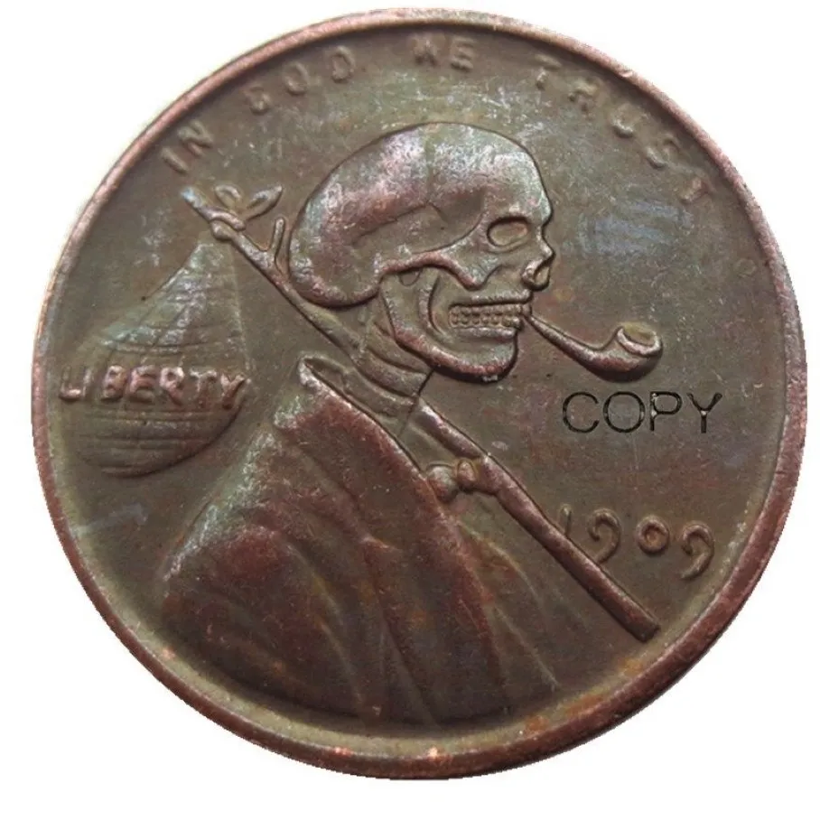 US04 HOBO Nickel 1909 Penny skierowany do Skull Skeleton Zombie Copie Copy Monety Accessories Monety 191h