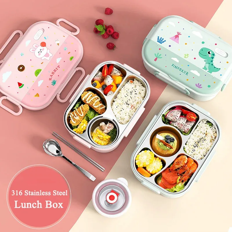 1550 ml 316 Rostfritt stål Termisk Bento Lunch Box Bag Fack Mikrovågsugn Lunch Container Kid Vuxen Läcksäker matlagring 240304