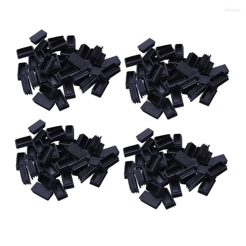 Tapis de bain en plastique obturateur embout tube Inserts de tube 25Mm x 50mm 160 pièces noir