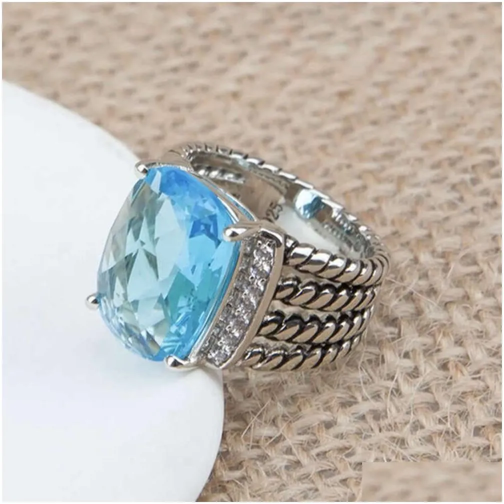 Band Rings David Yurma Jewelry Designer Rings For Women Davids Ring Fashion 16 12Mm Knit Cross X Drop Delivery Jewelry Ring Ota2V