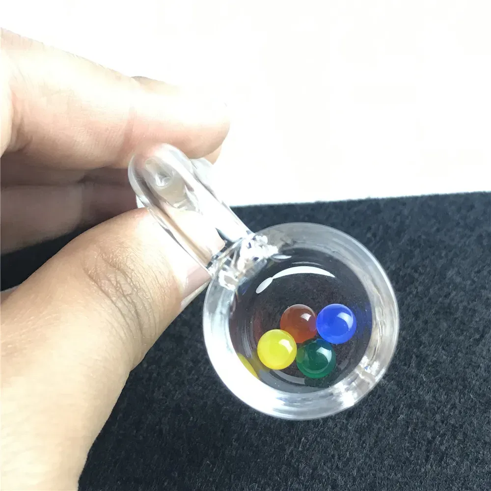 25mm 3mm Thick Hookah Beveled Quartz Banger Carb Cap with 10mm 14mm Round Bottom Rocket Head Colorful Terp Pearl Glass Ball Caps Nail