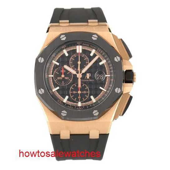 Heyecan verici saat AP Exclusive Watch Royal Oak Ofshore Serisi 26401ro Gül Altın Üç Gözler Zamanlama Kauçuk Bant Erkekler Moda Eğlence İş Sporları Makine İzle Seti