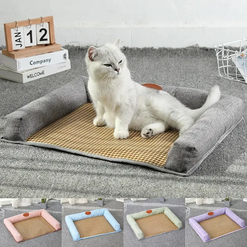 Tapetes de verão cama de gato plus size colchão de gato cama nova cama de cachorro tapete grande filhote de cachorro de pelúcia verão suprimentos para animais de estimação