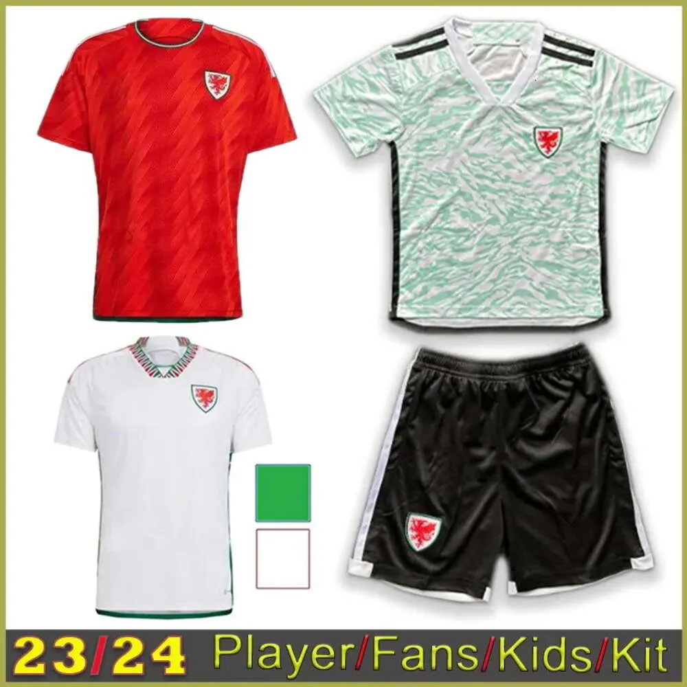 24 25 País de Gales Kids Kit Futebol Jerseys WILSON JOHNSON RAMSEY BALE WILLIAMS JAMES RODON ALLEN MOORE ROBERTS DAVIES Away Football Shirt