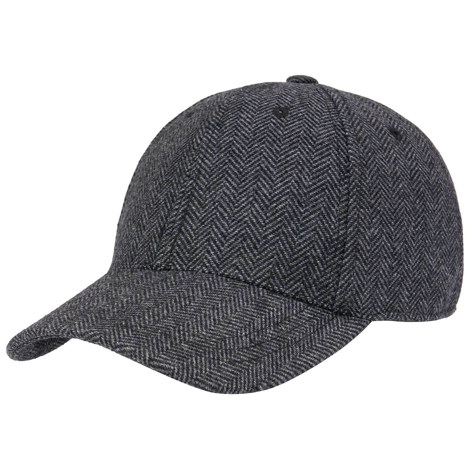 Botvela herr Herringbone Tweed Baseball Cap Classic Wool Blend Fitted Hat 835 240220