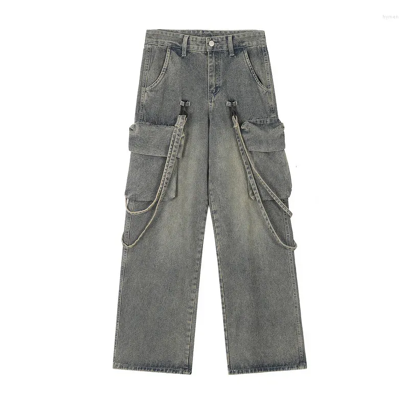 Jeans pour hommes surdimensionnés Hip Hop Cargo High Street lavé Vintage Denim pantalon coupe ample rétro Cowboy pantalon avec poches