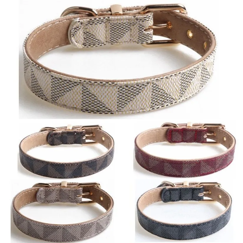 Set di collari e guinzagli per cani di design Collare per cani in pelle PU stampato a sublimazione Guinzagli morbidi e rigidi per cani di taglia piccola, media e grande Poo217p