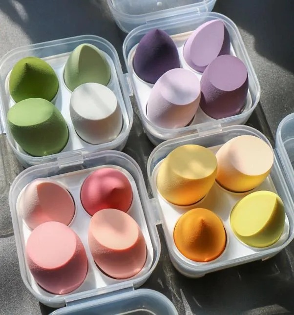 Blender Cosmetic Puff Makeup Sponge With Storage Box Foundation Powder Beauty Tool Kvinnor utgör 4PCSSet9591079