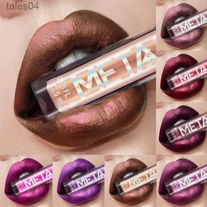 Lippenstift, 12 Farben, matt, metallischer Lipgloss, wasserdicht, langlebig, natürlicher Schimmer, Glitzer, flüssiger Lippenstift, Damen-Lippen, Make-up-Tools, 1 Stück 240313