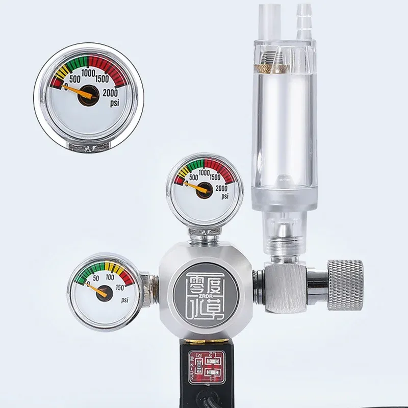Utrustning ZRDR CO2 Regulatortrycksmätare Koldioxid Reducer Bubbler Counter Valve Electric Cylinder Aquarium Accessories Fiske