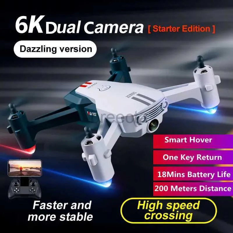 Drones 6K Dual Camera Smart Hover Antenne RC Drone 200M WIFI FPV Een Sleutel Terugkeer Radio Quadcopter kids ldd240313