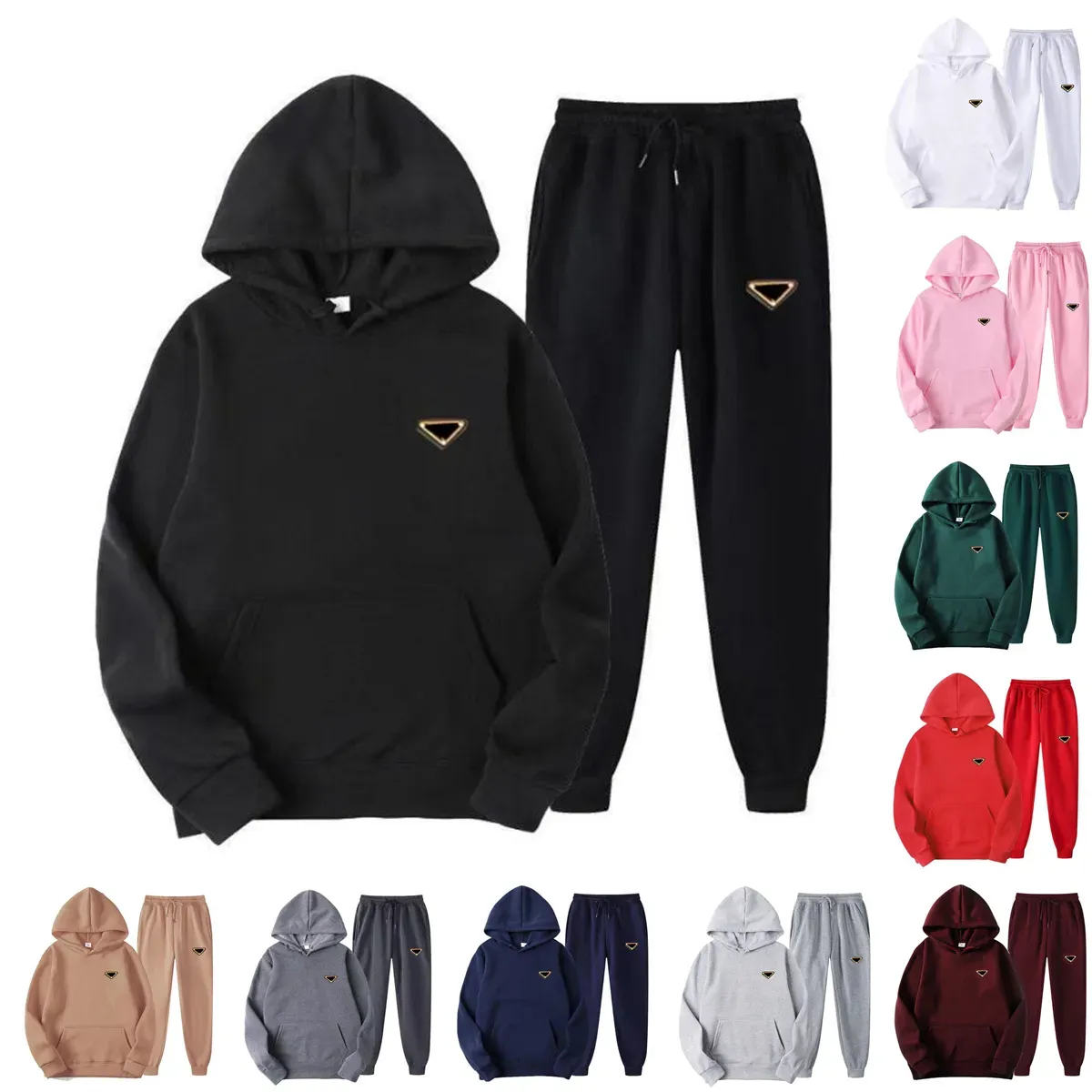 Calças de duas peças masculinas e femininas fatos de treino roupa alta pescoço hoodies moletom calças treino 2022 plus size streetwear casual terno 2 peças conjuntos