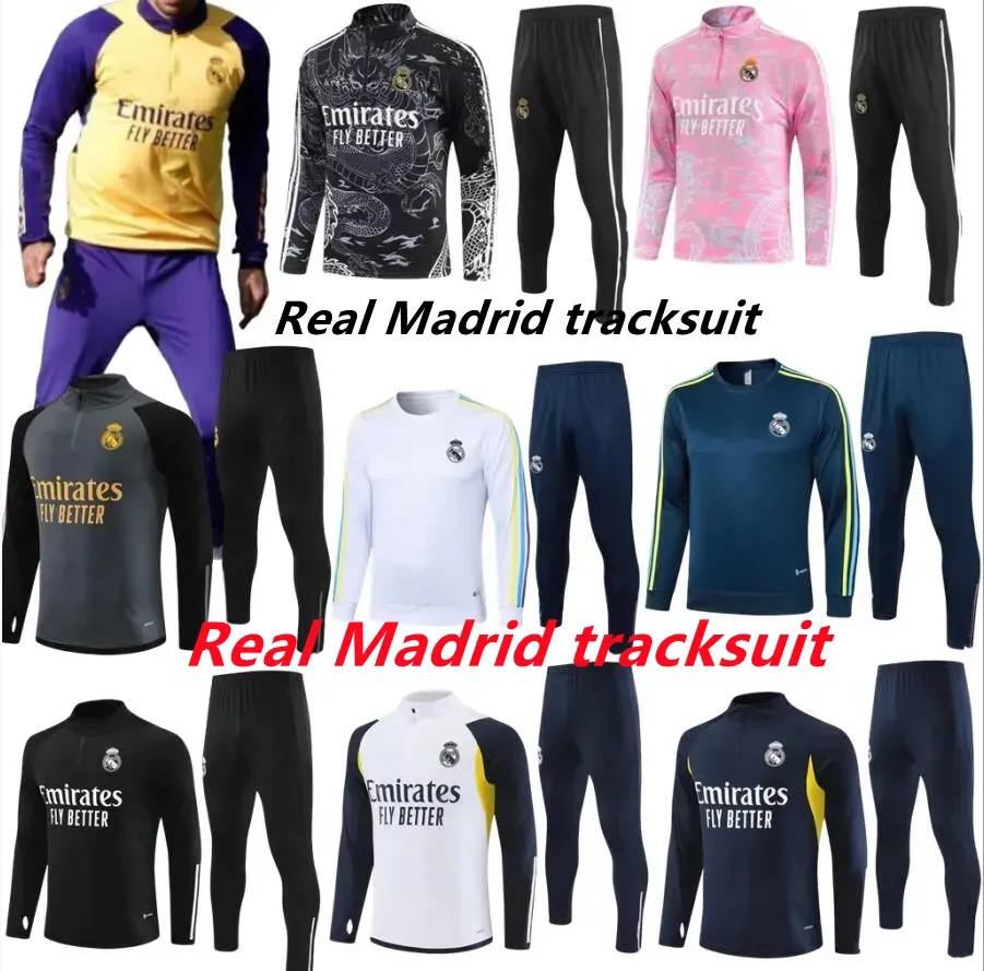 Ny 24/25 Real Madrids Bellingham Vini Jr Soccer Tracksuit Men and Kids 23 24 Football Tracksuit Training Suit Jogging Kit Chandal Futbol Survetement