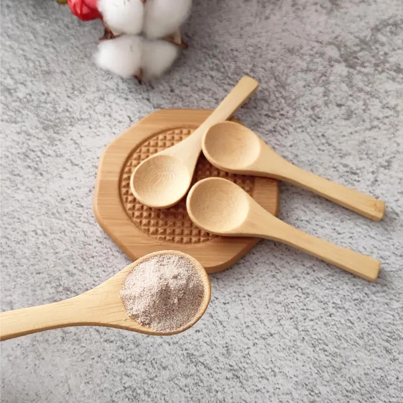 10x3cm Mini Tea Spoons Bamboo Tableware Condiment Coffee Dishes Spoons for Serving Cooking Tools Home Kitchen Utensils LX6390