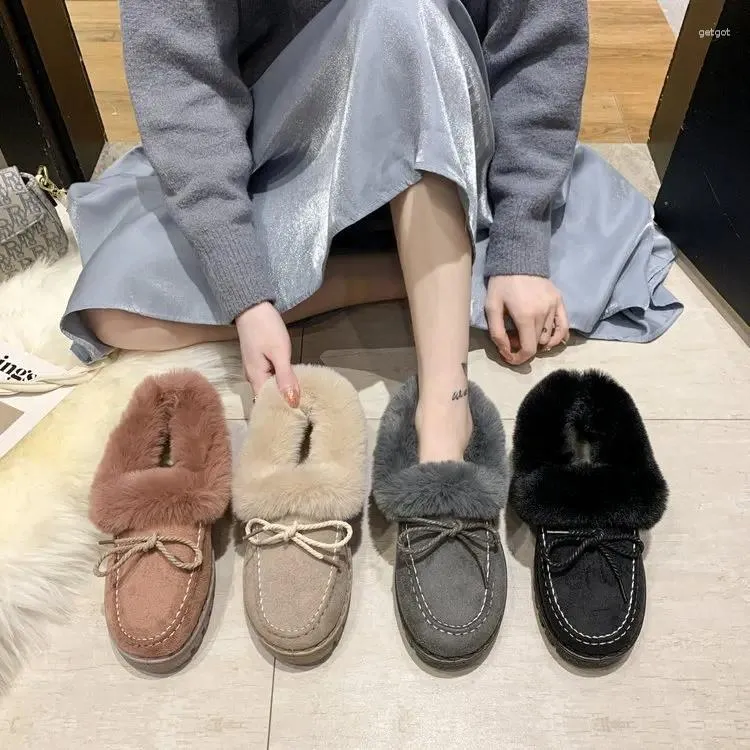 Sıradan Ayakkabı Kadınlar Sonbahar Modis Loafers Fur Clogs Platformu Kadın Spor Kekiği Yay Knot Yuvarlak Toe Güz 2024 Slip-On Moccasin Cr