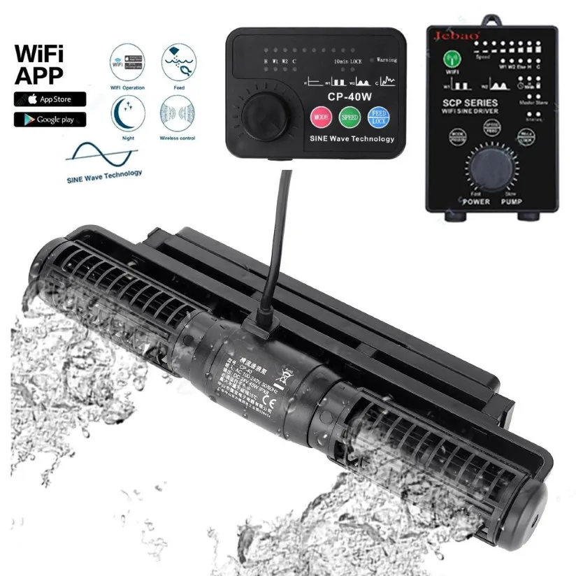 Jebao Jecod WiFi Wave Maker pour Aquarium de récifs coralliens marins contrôle sans fil CP25 CP40 CP55 pompe de circulation pompe à ondes à flux croisé Y289t