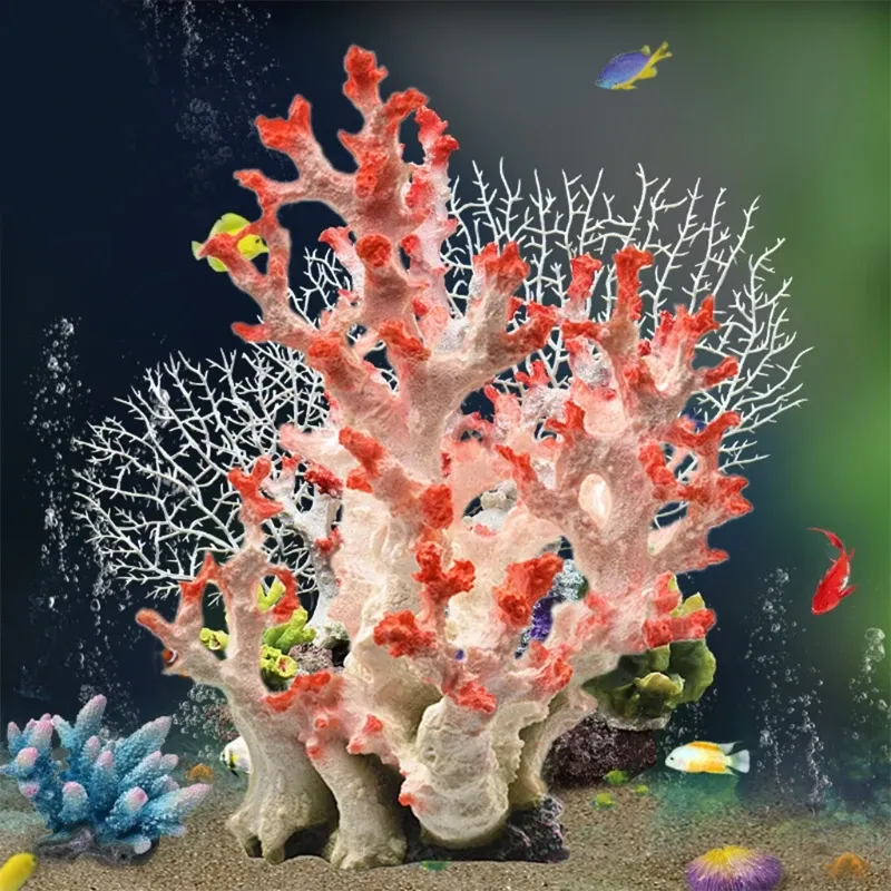 Décorations d'aquarium plante de corail artificielle grande résine plante de mer ornement simulation non toxique décor d'aquarium d'eau douce d'eau salée