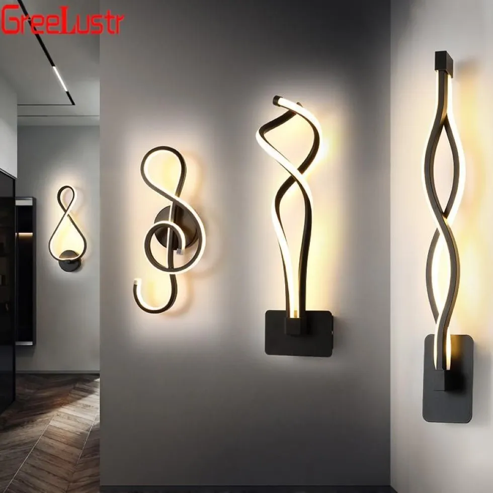 Duvar lambası Modern Akrilik Lambalar Minimalist Siyah Sconce Başucu için Banyo Ev Deco Led Koridorlu Merdiven Lighting Armatürler227E