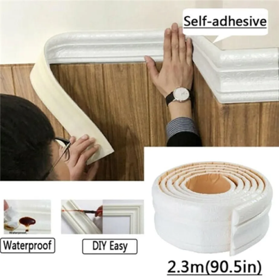 Wall Trim Line Skirting Border 3D Pattern Sticker Decor Self Adhesive Waterproof Strip for Home D61317I