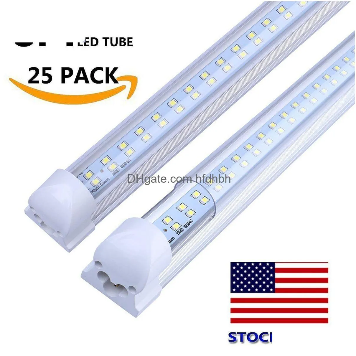 LED -rör 8 T8 FA8 V Form 8ft Shop Light Ft Work 72W 96 Double Row Fluorescerande fixturer Drop Leverans Lights Lighting BBS DHNCD