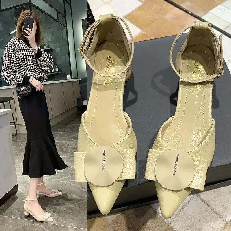 Dress Shoes For Women 2024 Sandals Block Heel Ladies Summer Footwear Chunky Heels Green With Medium Pointed Toe Casual Trend E
